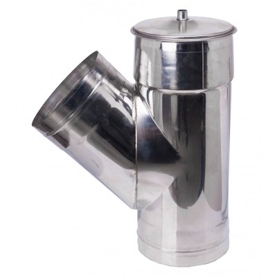 Té conduit de cheminée avec chapeau 135°, en acier inoxydable AISI 304, Ф100-Ф350 - Conduits de cheminée