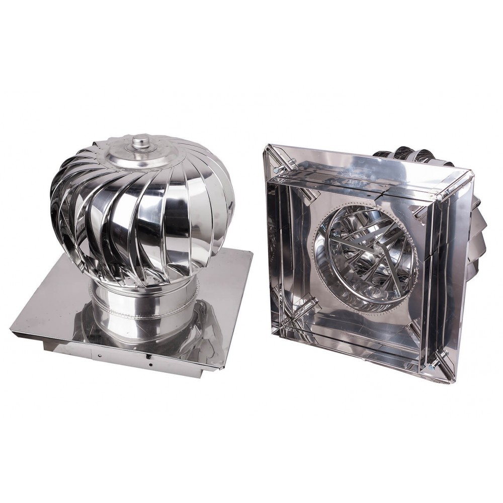 Chapeau de cheminée rotatif Aspiromatic, Inox AISI 304, Base carrée régulée | Chapeaux de cheminée | Cheminée |