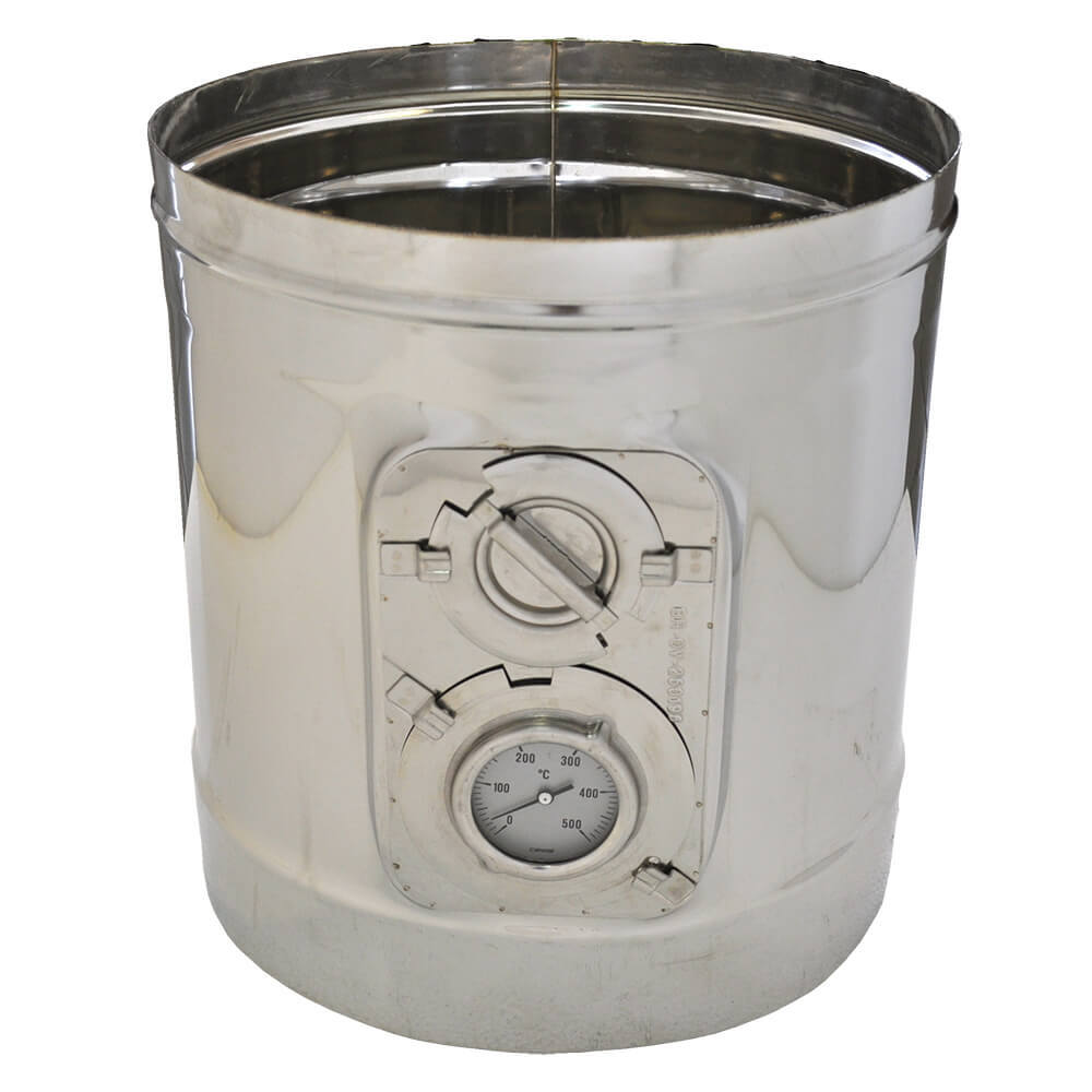 Elément d'inspection avec thermomètre, en acier inoxydable AISI 304, droit, Ф300 | Le conduits de cheminée | Cheminée |