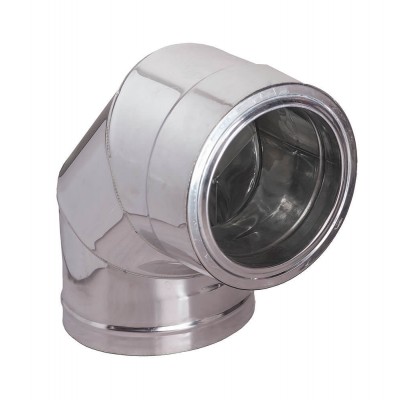 Coude tuyau de cheminée double 90°, acier inoxydable AISI 304, isolation, Ф80-130 - Ф300-350 - Conduits de cheminée