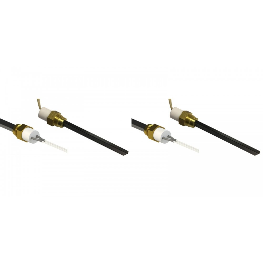 Bougie / Résistance avec cristal de quartz noir pour poêles à granulés Eco Spar, BURNiT, Whitfield, Lennox et d'autres, longueur totale 126 mm, 400W - x2