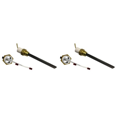 Bougie / Résistance avec cristal de quartz noir pour poêles à granulés Ferroli, Eco Spar, BURNiT et d'autres, longueur totale 123 mm, 300W - x2 - 