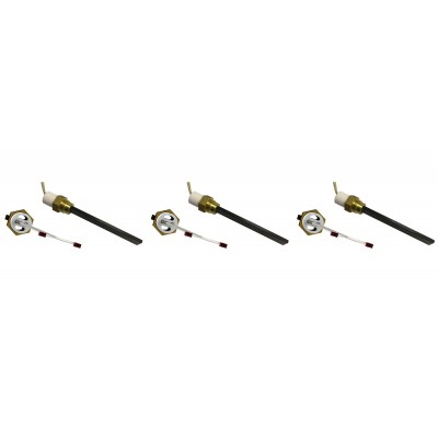 Bougie / Résistance avec cristal de quartz noir pour poêles à granulés Ferroli, Eco Spar, BURNiT et d'autres, longueur totale 123 mm, 300W - x3 - 