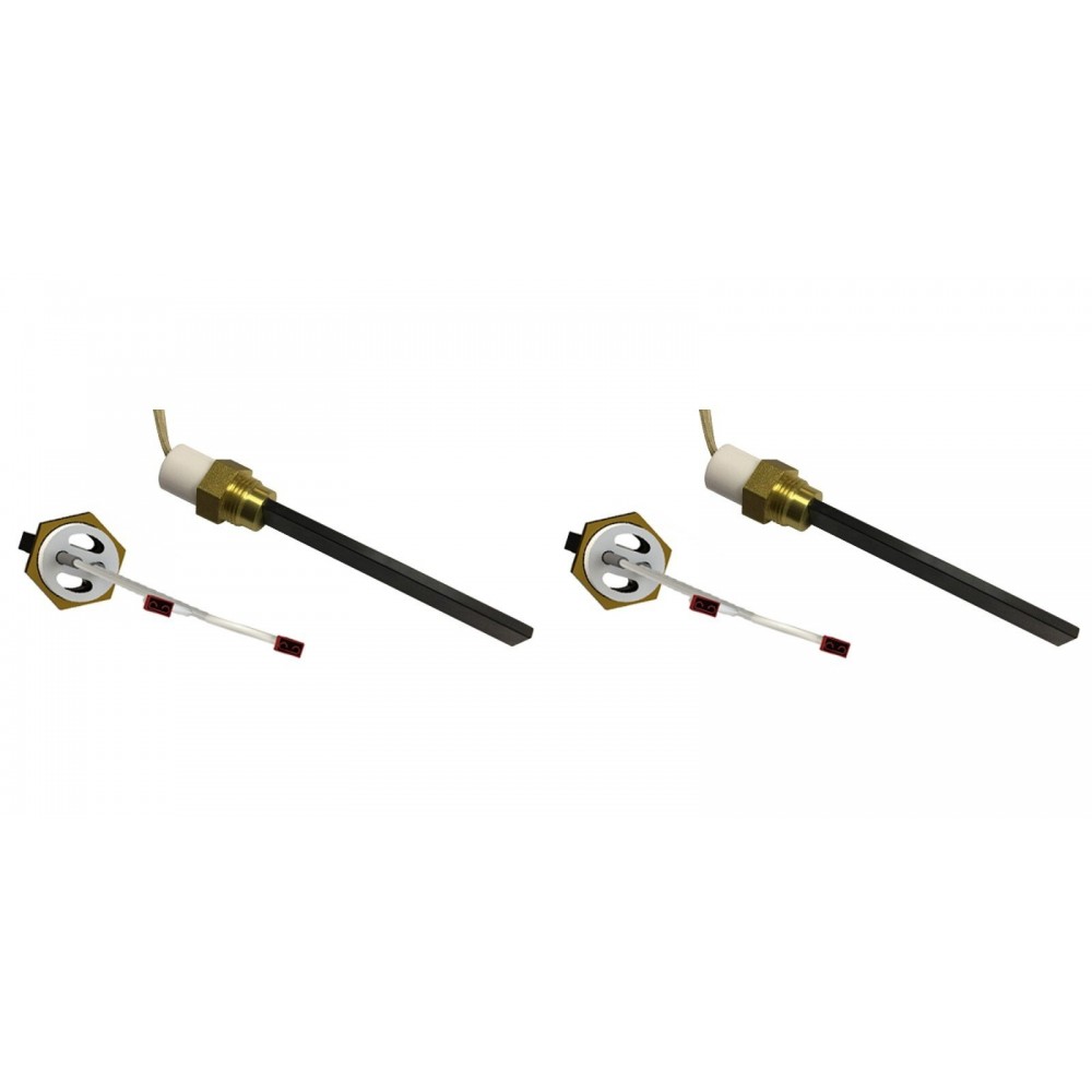 Bougie / Résistance avec cristal de quartz noir pour poêles à granulés Eco Spar, BURNiT, Whitfield, Lennox et dautres, longueur totale 123 mm, 400W - x2 | Bougie pour poêles à granulés | Pièces détachées pour poêles à granulés |