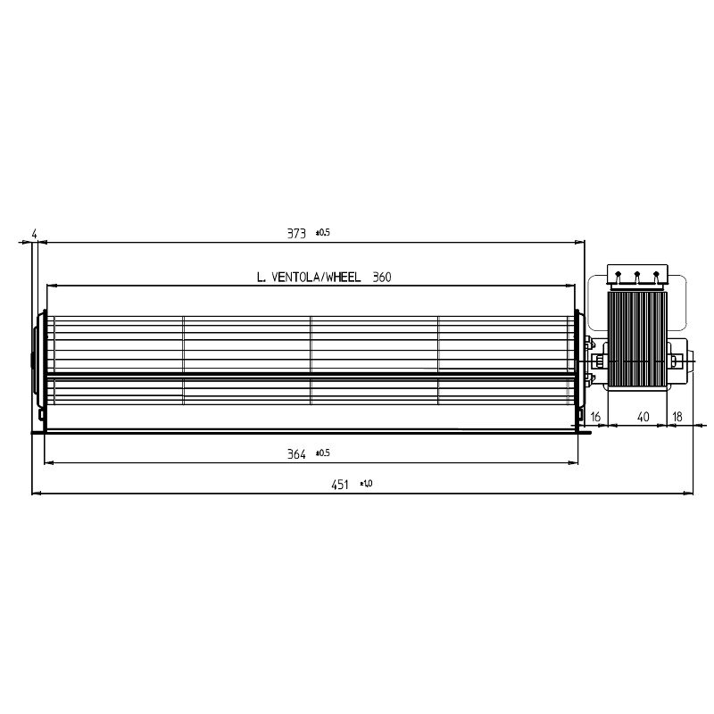 Ventilador tangencial EMMEVI FERGAS 117224 TGO 60 para estufa de